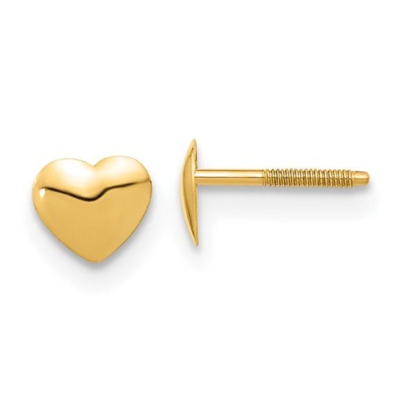 14k Gold Heart Children's Earring w Screw Back